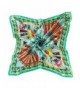 CS&BEAUTY Women's Neckerchief 35"X35" Fan Pattern Square Scarf Headdress - Green - CQ12O0K3JSH