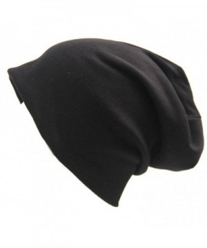 Century Star Unisex Comfy Cotton Beanies Soft Sleep Cap For Hairloss Cancer Chemo - Black - C512LXK6Q2X