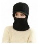 Unisex Fleece Lined Knit Ski Beanie Hat With Visor Ear Neck Warmer Face Mask - Black - CN12O1B4JSO