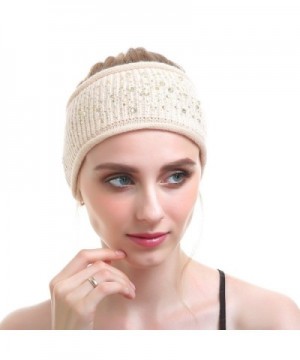 Women Knit Headband - Sport Wool Headbands Cashmere Yoga Headwear Head Wrap Ear Warmer - Beige - CP187CL0C32