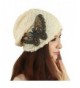 MiyaChic Women's Winter Hat Lace Butterfly Beanie Caps Lady Skullies Turban Cap - Beige - CH1884RSHC7