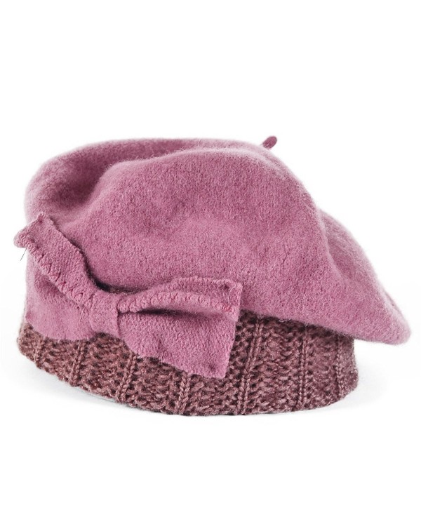 Stylish Wool Bow Beret Knit Cap Pink Hy022 - CF1224ANUVP