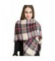 Marvel O Bug Warm Plaid Fashion Women Oversized Fringe Scarf Blanket Shawl Wraps Poncho Pashminas S139 - Burgundy - C51878GC4TM