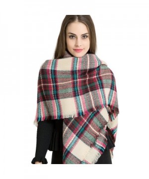 Marvel O Bug Warm Plaid Fashion Women Oversized Fringe Scarf Blanket Shawl Wraps Poncho Pashminas S139 - Burgundy - C51878GC4TM