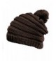 NYFASHION101 Stylish Unisex Solid Color Warm Acrylic Knit Beanie w/ Top Pom Pom - Brown - CY11NYFFX6L