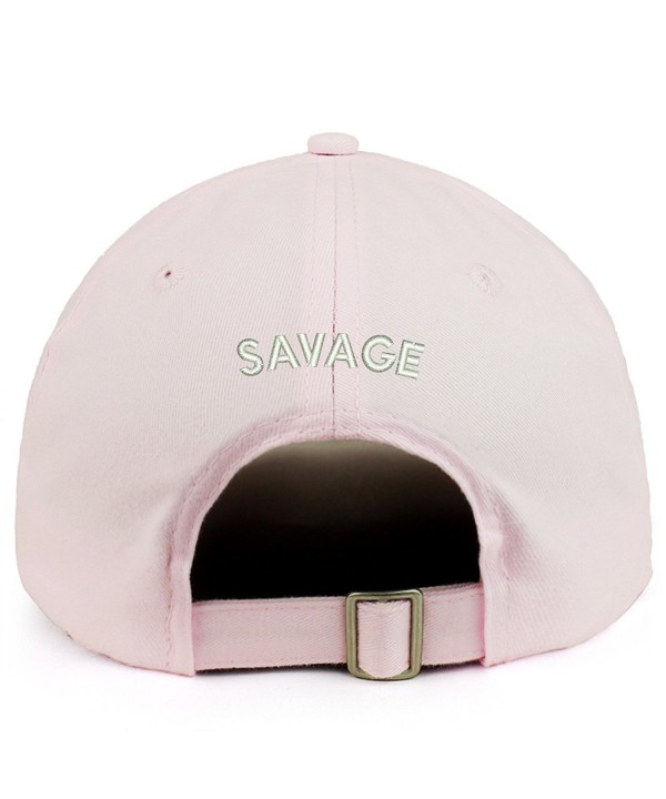 Trendy Apparel Shop Savage (Back) Embroidered 100% Cotton Dad Hat - Light Pink - CI189D6KR96