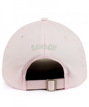Trendy Apparel Shop Savage (Back) Embroidered 100% Cotton Dad Hat - Light Pink - CI189D6KR96