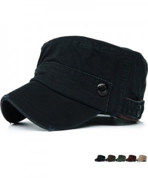 REDSHARKS Cadet Caps Military Hats Fit For Unisex Adult Plastic Button Stripe - Black - C211Z0GW96J