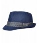 Men's All Season Fashion Wear Fedora Hat - Navy - CV12BP1HH69