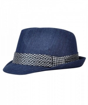 Men's All Season Fashion Wear Fedora Hat - Navy - CV12BP1HH69