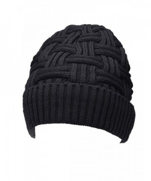 eBoot Beanie Winter Knit Hat Crochet Skull Cap Warm Slouchy Hat With Lining - Black - CE12NTZWPWY