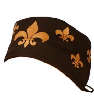 Mens and Womens Medical Scrub Cap - Fleur-De-Lis Gold on Black - C012ELBS7DR