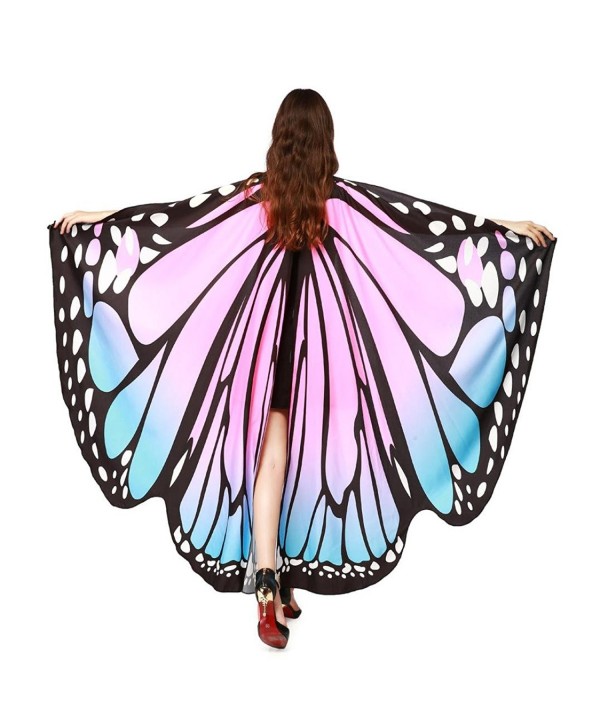 VESNIBA Prop Soft Fabric Butterfly Wings Shawl Fairy Ladies Nymph Pixie Costume Accessory - B-pink - CZ185U9Y4X0