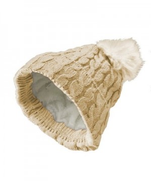 Women's Thick POM-POM Knit Slouchy Baggy Beanie Winter Hat Ski - Beige - CP188OMZ4YA