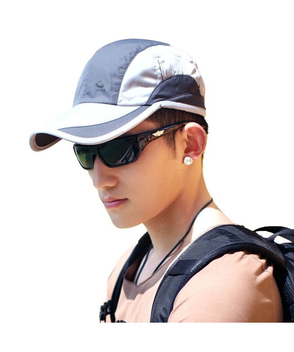 Topex Mens UPF50 Quick-Dry Baseball Cap Free-Size Sun Hat Running Cap Unisex - 66022_grey - C0128KS0MZX