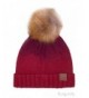 ScarvesMe CC Knitted Ombre Fold Over Faux Fur Pom Pom Beanie - Burgundy - C012K7H9LJ3