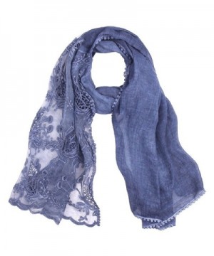 FanShou Women Cotton Shawl Wrap Lightweight Long Winter Warm Plaid Blanket Scarf - Navy - CU186L8K5K6