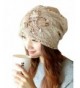 QMY Womens Slouchy Baggy Beanie Lace Flower Beanie Hat Cap Turban - Beige - CP128LIGKG7