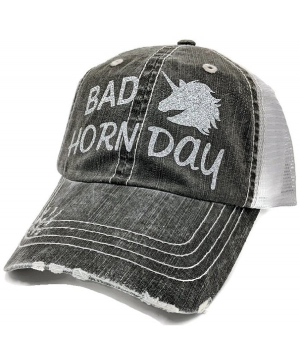 Loaded Lids Women's Bad Horn Day Unicorn Bling Baseball Cap - Grey/Silver - CD184ZZUT2D