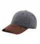 The Hat Depot Unisex Washed Low Profile Denim Suede Bill Cotton Plain Cap - Black With Brown Suede - CQ12NRZPRQI