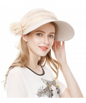 Lovful UPF 50+ Womens Foldable Wide Large Big Brim Beach Hat Cap Summer Sun Hat - Beige - CD12FS1DUG3