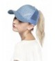 ScarvesMe C.C Ponytail Cap Messy Buns Trucker Plain Baseball Ponycap Hat - Glitter Light Blue - CP18C2T7DIO