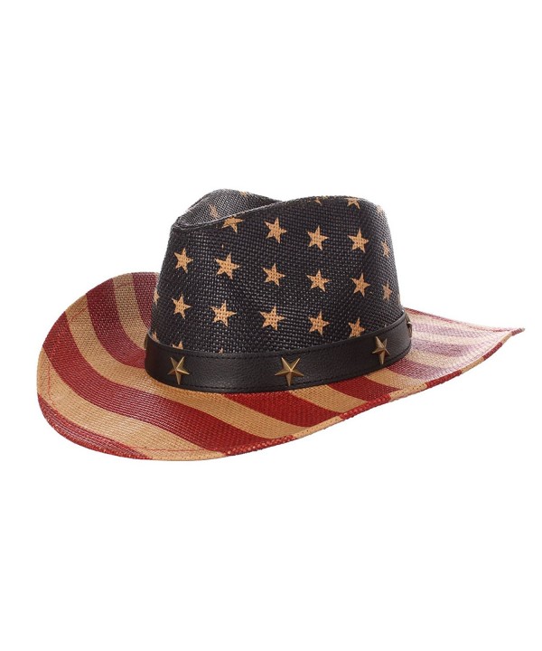 Old Glory Western Straw Hat USA American Flag Star CI17X655RWI