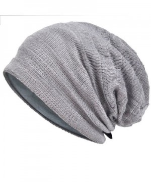 Men Slouch Beanie Crease Knit Cap Layered Skull Cap Winter Hat Xzz - Pale - C812N7X5EEW