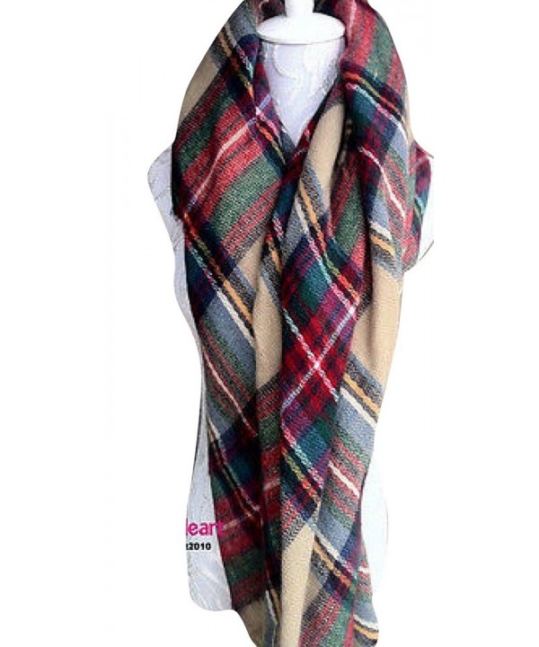 Fengbay Lady Large Tartan Scarf Shawl Stole Plaid Checked Pashmina Camel Green - CM11NRP1KR9