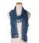 MissShorthair Floral Print Lace Scarfs for Women with Fringes - 24blue Luck Leaf - CJ183C94YED