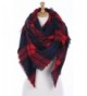 CCFW Women's Large Tartan Plaid Soft Square Blanket Scarf Wrap Shawl - Red Navy 55 - CV1868YOUM0