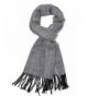 Achillea Soft & Warm Tartan Plaid Checked Cashmere Feel Winter Scarf Unisex - Black/Light Grey Herring Bone - CW12N0EW0UP