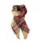 AOFU Winter Blanket Scarf Classic Tassel Plaid Scarf Warm Soft Tartan Wrap Shawl - Khaki - CT189NH9KAH