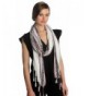 Funky Junque's White Multicolored Braided Tassel Fringe Tribal Print Boho Scarf - CT12GM6TB9D