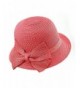 NYFASHION101 Spring Summer Side Flip Cloche Bucket Hat w/ Woven Bow Accent - Coral - CP11VJD64JP
