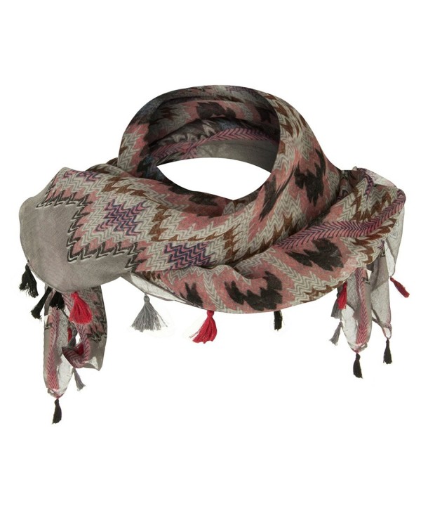 Women's Tribal Print Summer Scarf - Gray - CG11YAJ59YP