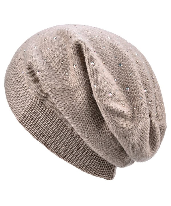 SOMALER Womens Lightweight Thin Slouchy Beanies Spring Knitting Wool Baggy Hat-Single Layer Hat - Khaki - CM180EKMA95