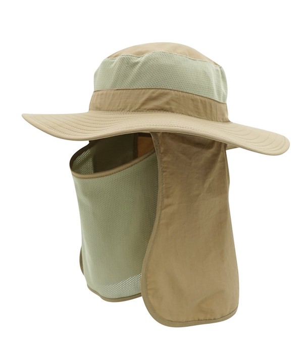 Home Prefer Men's Sun Hat Mesh Bucket Hat Detachable Neck Face Flap Hat Boonie Hat - Khaki - C312GXGLDOD