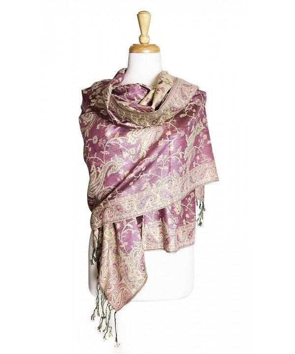 Paskmlna Reversible Paisley Pashmina Shawl Wrap Elegant Colors - 22pink - CJ11V0SCRZT