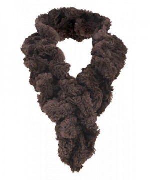 Women's Faux Fur Scarf - Scrunchie Loop Neck Wrap - Brown - C7187U762YY