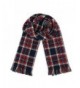 Women's Colorful Plaid Tartan Blanket Scarf Large Winter Shawl Wrap with Fringe - Red+Blue - CT12612JS1J