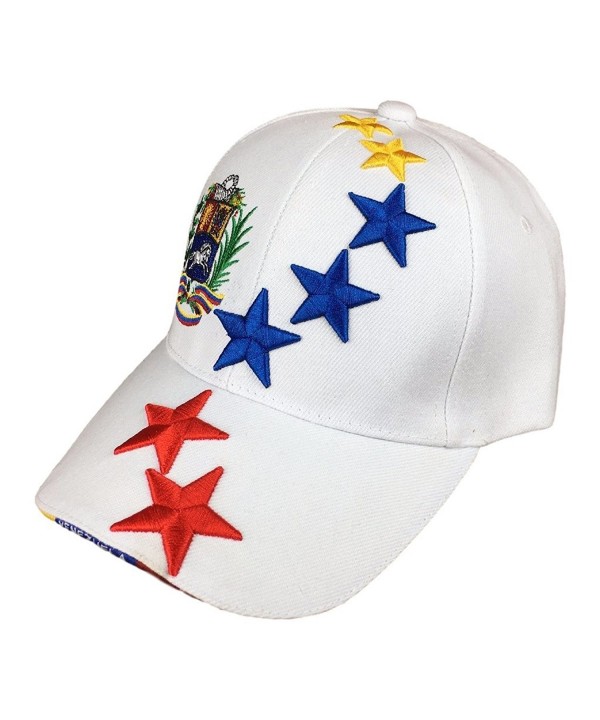 White Baseball Hat with Tricolor Stars from Venezuela - C117X3IGSWH