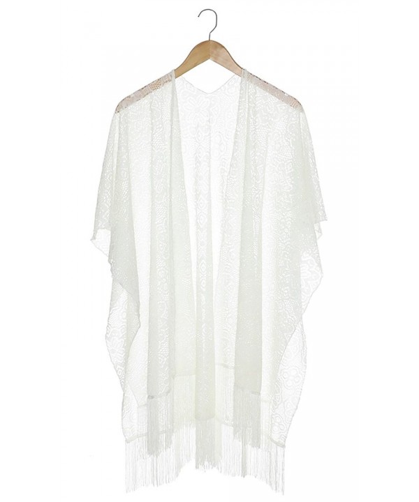 Capelli New York Solid Lace Kimono Scarf With Fringe - Ivory - CF11V2W377F