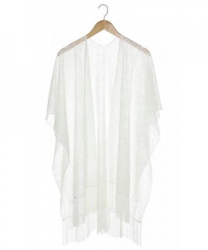 Capelli New York Solid Lace Kimono Scarf With Fringe - Ivory - CF11V2W377F
