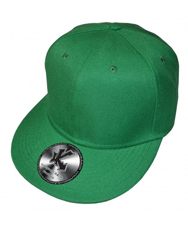 Plain Green Flat Peak SnapBack Baseball Cap - C0119P50MPV