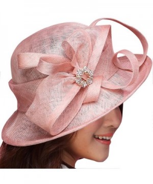 June's Young Women Hat Sinamay Summer Hat Ribbons Wide Brim(Fuschia) - CP11VLP2I8R