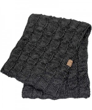 Hatsandscarf CC Exclusives Multi Color Cable Kint Infinity Scarf (SF-6242) - Black/Grey - CQ12O2ICT9T