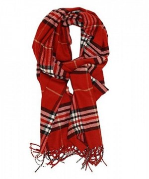 Plaid Scarf Dreamslink Classic Cashmere Feel Tartan Blanket Winter Scarf Shawl Wrap - Red Plaid - C4189NYLEQU