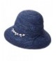 SIGGI Womens 100% Raffia Straw Crochet Hat Foldable UPF Seashell/Bow Decoration - 89306_navy - CU17XXR55GI