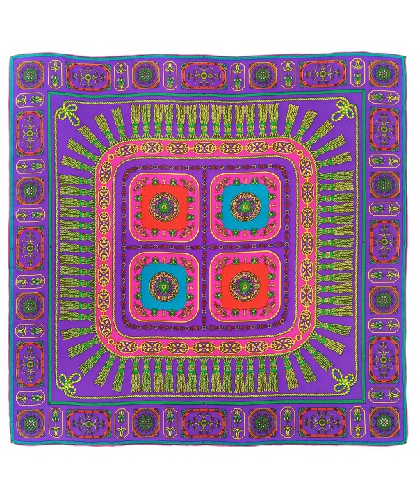 Ayli Women's Abstract Pattern Mulberry Silk Twill Square Scarf Various Style - Pattern 4 - CA1282KRI15